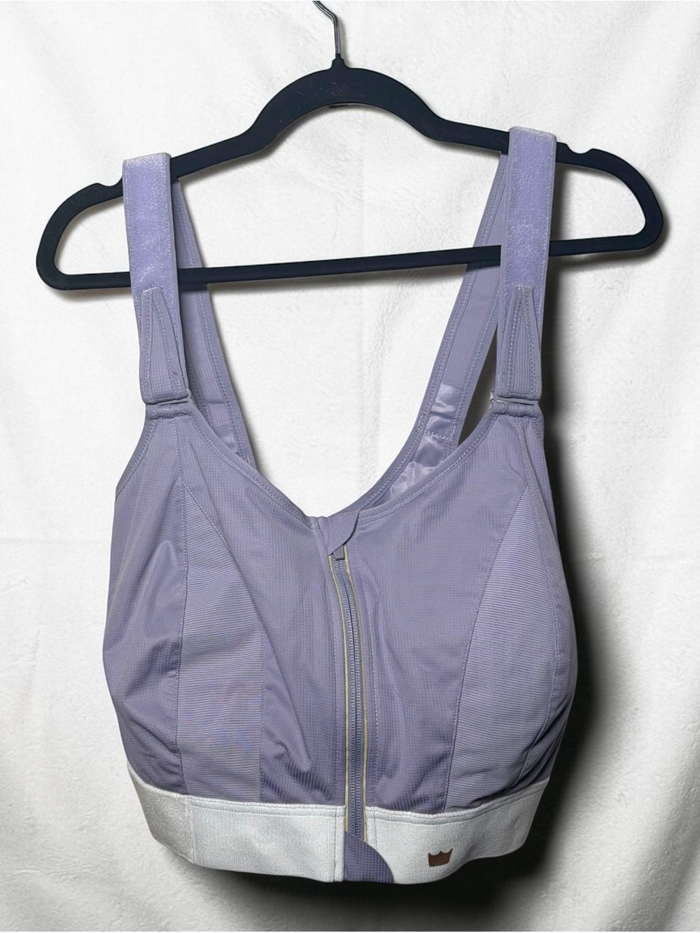SHEFIT Lavender Front-Zip High-Support Sports Bra with Contrast Band